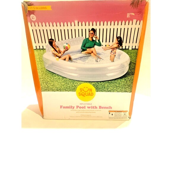 Sun Squad Inflatable Family Pool with Bench, Cup Holders, and Backrest - Picture 2 of 3